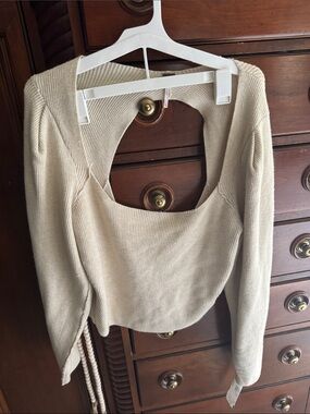 Free People - Women's Open Back Knit Sweater - Cream